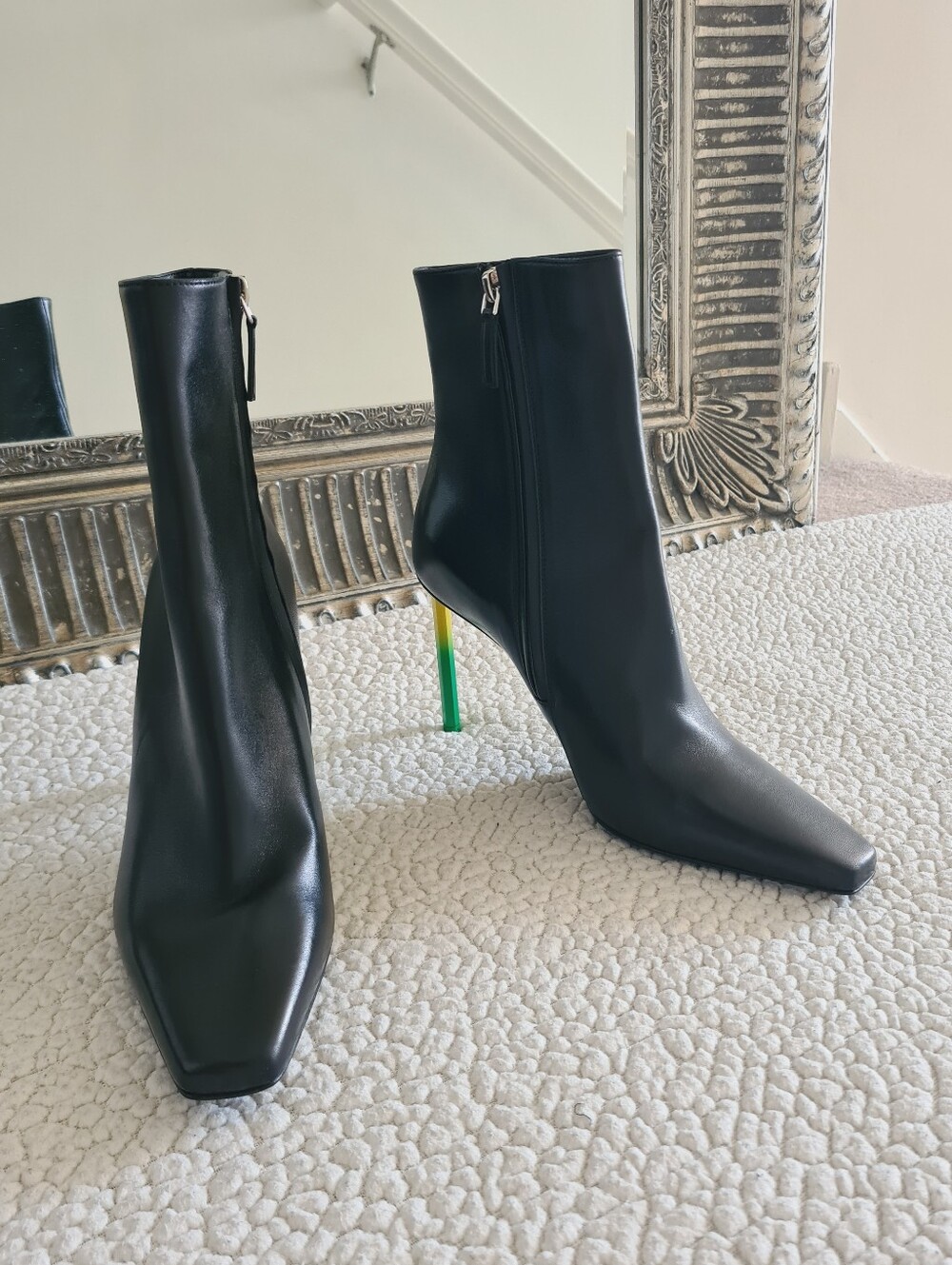 OFF-WHITE Allen Gradient Stiletto Heel Ankle Boots Black EU 38 US 8 Org $1,420 - Picture 3 of 14